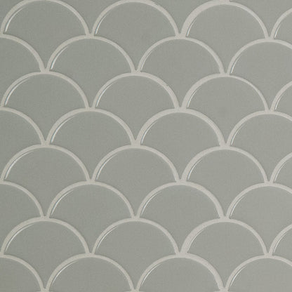 MSI Gray Glossy Scallop Porcelain Backsplash Mosaic Tile - Domino Collection