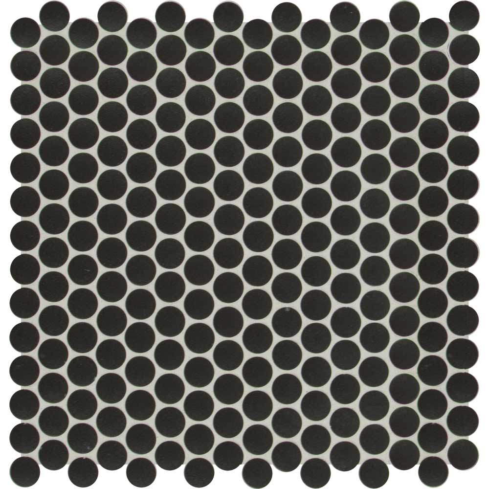 MSI Nero Penny Round Porcelain Mosaic Tile - Domino Collection