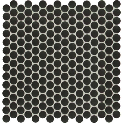 MSI Nero Penny Round Porcelain Mosaic Tile - Domino Collection