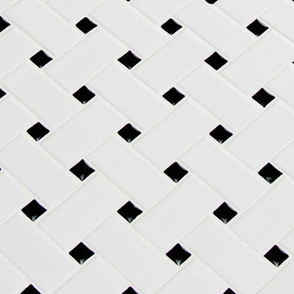 MSI White & Black Matte Basketweave Porcelain Mosaic Tile - Domino Collection