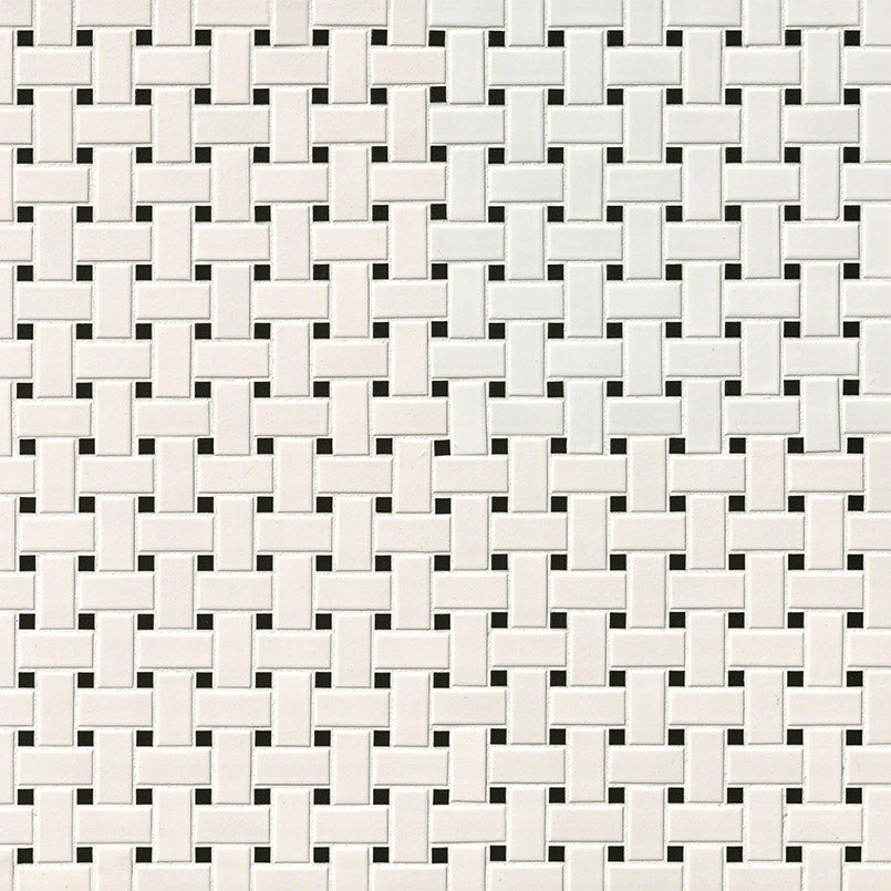 MSI White & Black Matte Basketweave Porcelain Mosaic Tile - Domino Collection