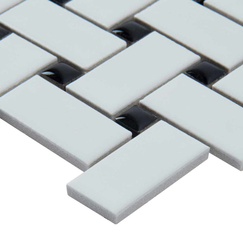 MSI White & Black Matte Basketweave Porcelain Mosaic Tile - Domino Collection