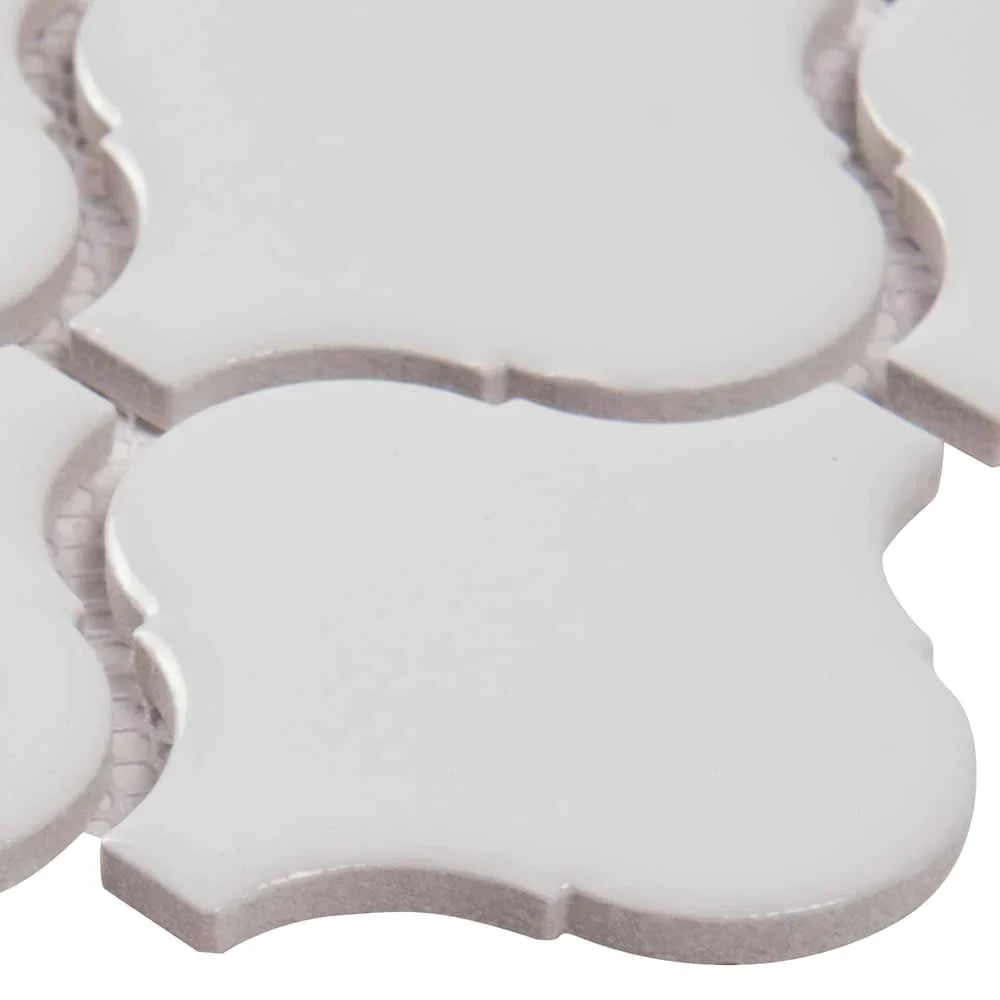 MSI White Arabesque Porcelain Backsplash Mosaic Tile - Domino Collection