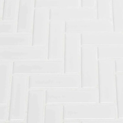 MSI White Glossy Herringbone Porcelain Backsplash Mosaic Tile - Domino Collection