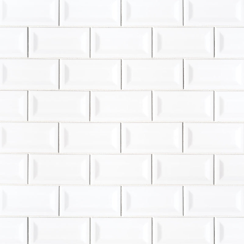 MSI White Glossy Ceramic Subway Tile - Domino Collection