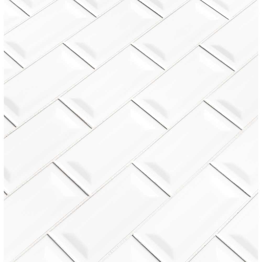 MSI White Glossy Ceramic Subway Tile - Domino Collection