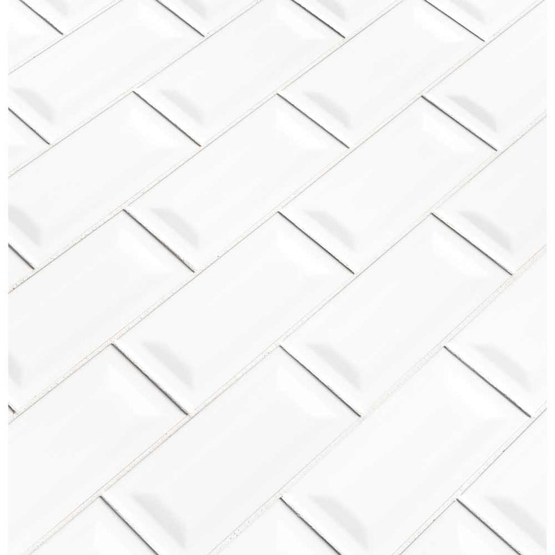 MSI White Glossy Ceramic Subway Tile - Domino Collection