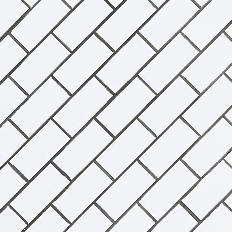 MSI White Porcelain Mosaic Subway Tile - Domino Collection