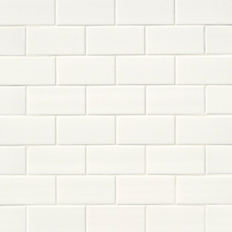 MSI White Glossy Ceramic Subway Tile - Domino Collection