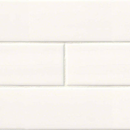 MSI White Glossy Ceramic Subway Tile - Domino Collection