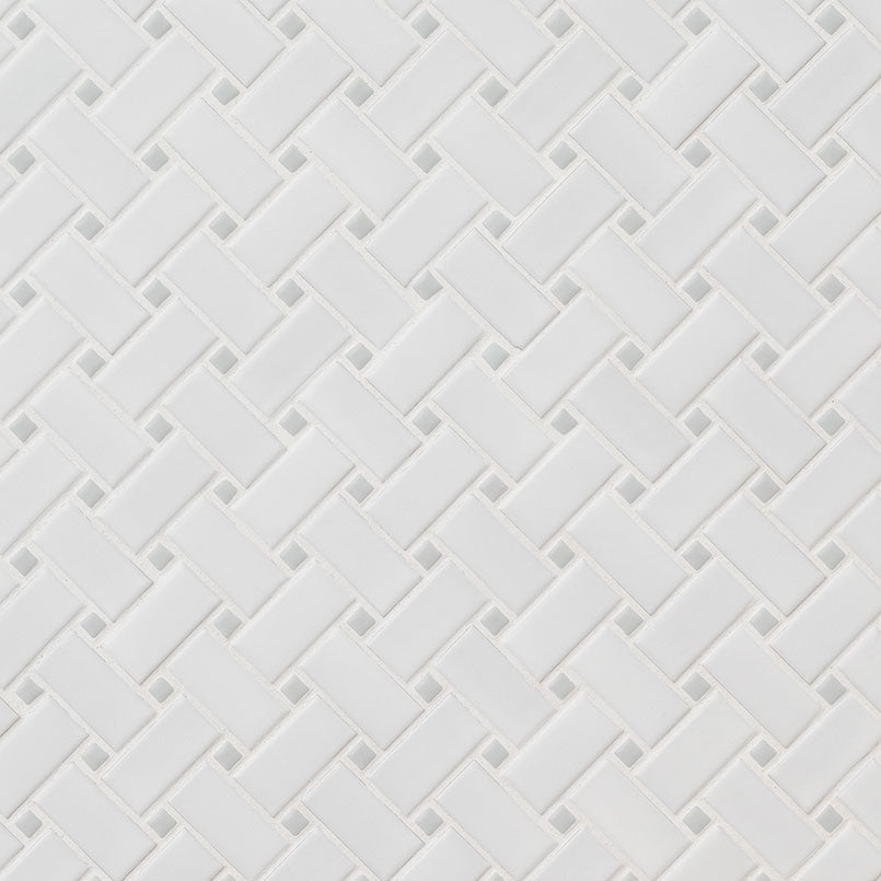 MSI White & Gray Matte Basketweave Porcelain Mosaic Tile - Domino Collection