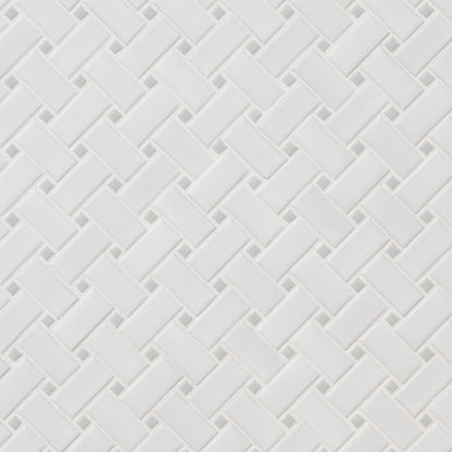 MSI White & Gray Matte Basketweave Porcelain Mosaic Tile - Domino Collection