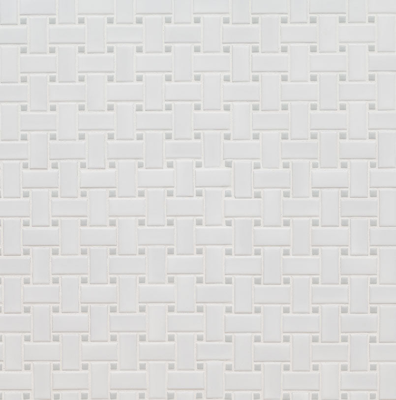 MSI White & Gray Matte Basketweave Porcelain Mosaic Tile - Domino Collection