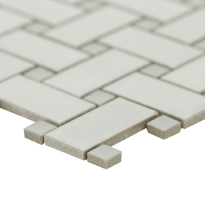 MSI White & Gray Matte Basketweave Porcelain Mosaic Tile - Domino Collection