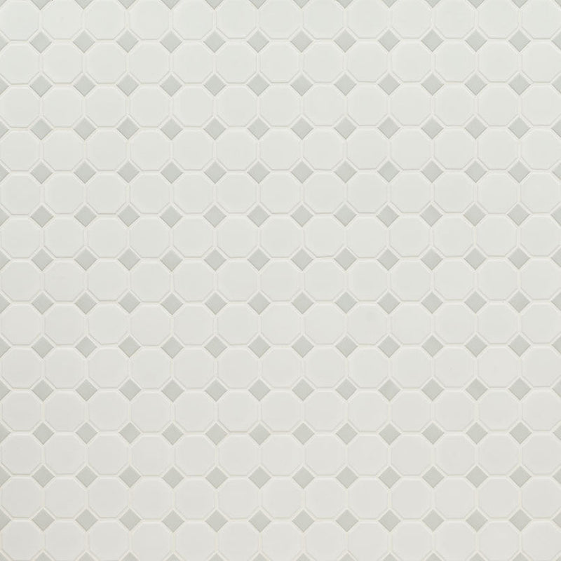 MSI White & Gray Matte Octagon Porcelain Mosaic Tile - Domino Collection