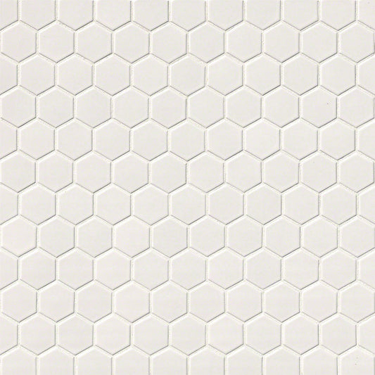 MSI White Hexagon Porcelain Mosaic Tile - Domino Collection