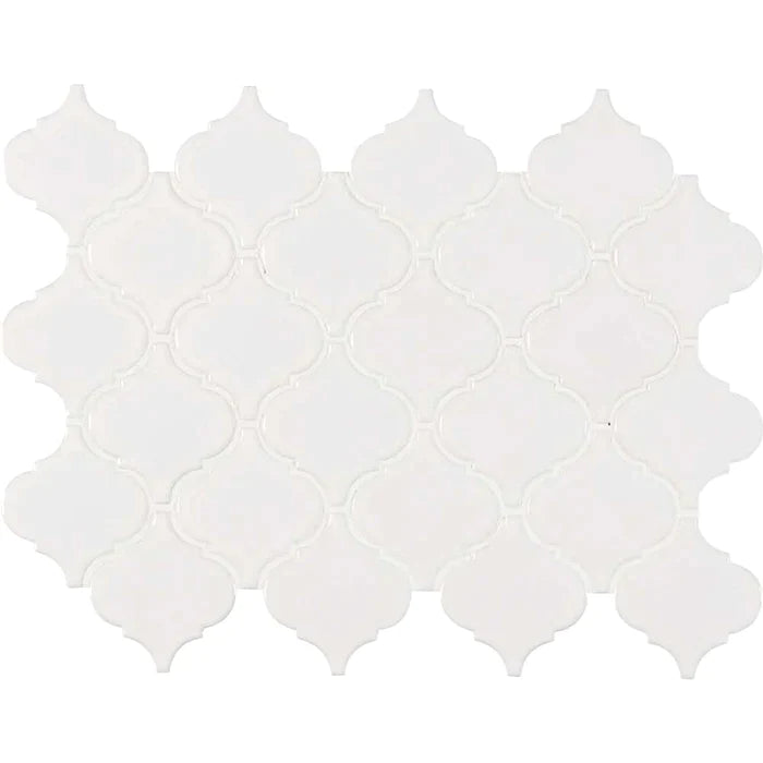 MSI White Arabesque Porcelain Backsplash Mosaic Tile - Domino Collection