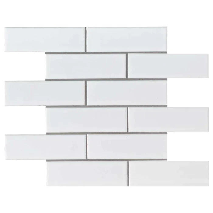 MSI White Matte Porcelain Subway Mosaic Tile - Domino Collection