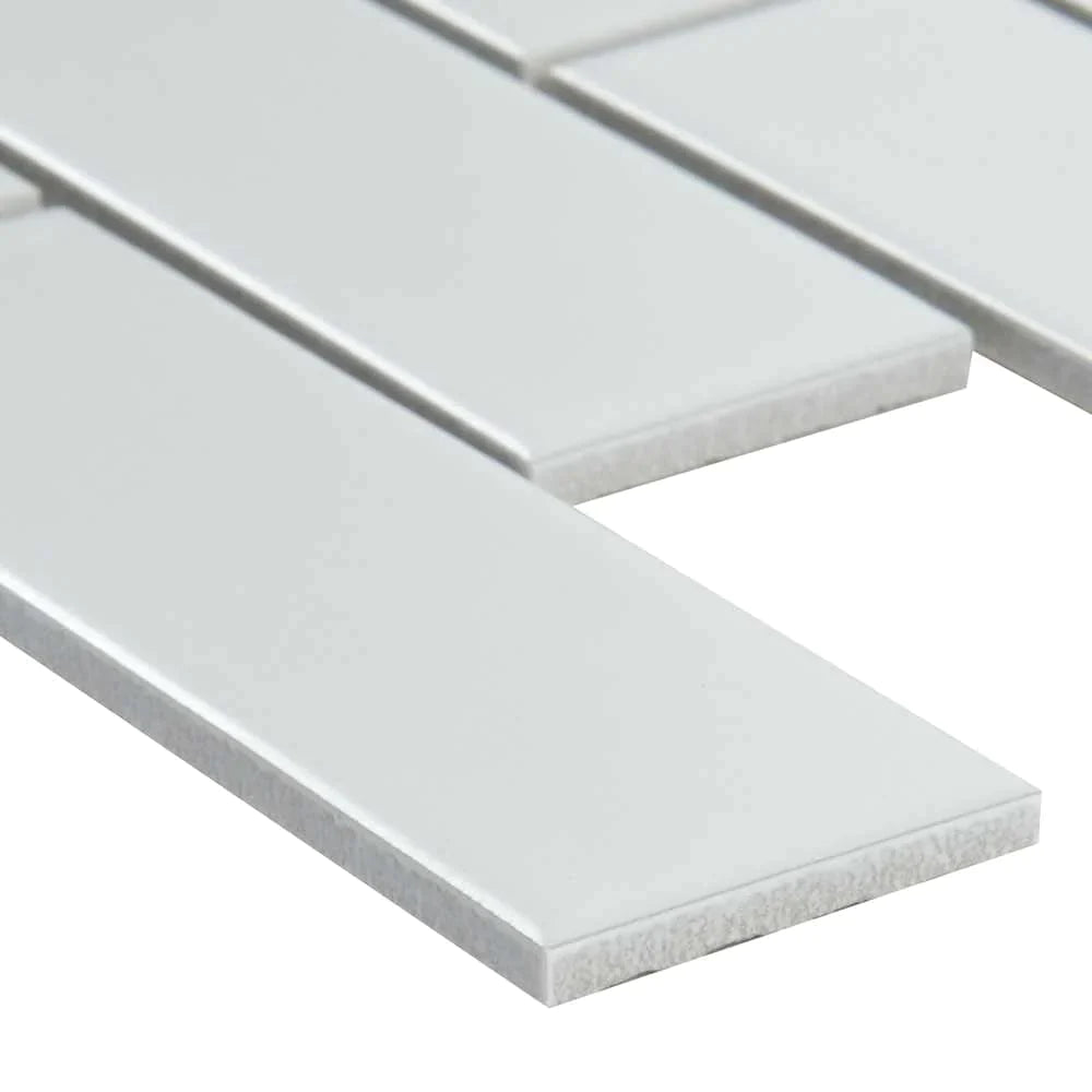 MSI White Matte Porcelain Subway Mosaic Tile - Domino Collection