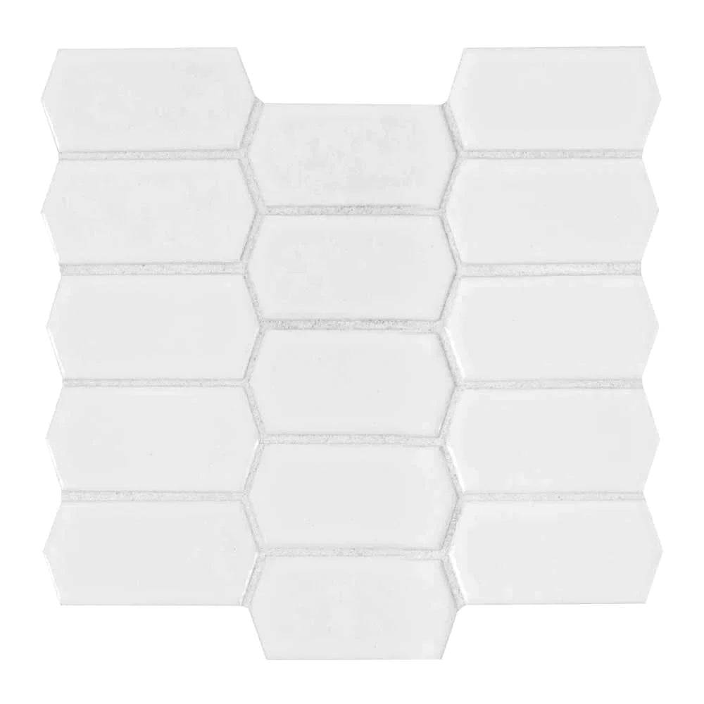 MSI White Picket Glossy Porcelain Backsplash Mosaic Tile - Domino Collection