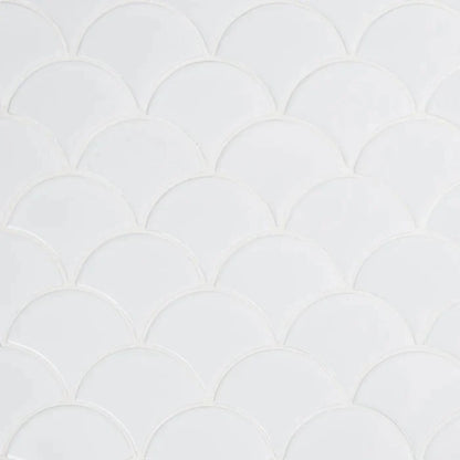 MSI White Glossy Scallop Porcelain Backsplash Mosaic Tile - Domino Collection