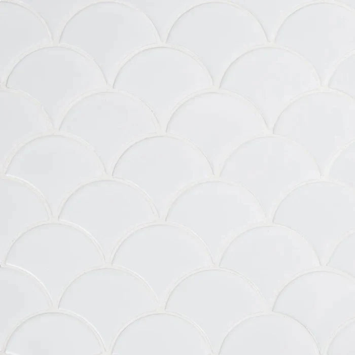 MSI White Glossy Scallop Porcelain Backsplash Mosaic Tile - Domino Collection