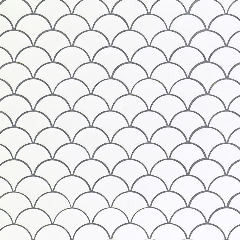 MSI White Glossy Scallop Porcelain Backsplash Mosaic Tile - Domino Collection