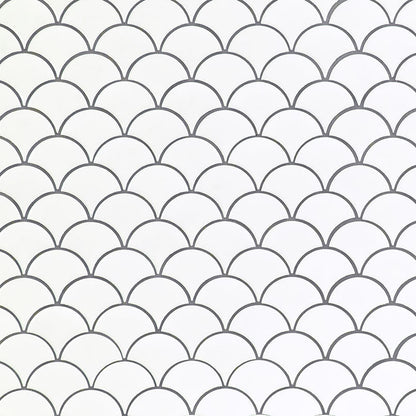 MSI White Glossy Scallop Porcelain Backsplash Mosaic Tile - Domino Collection