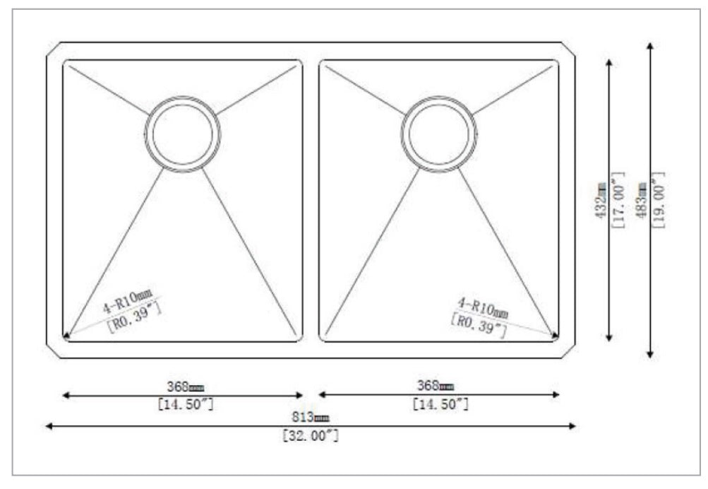 MSI doublebowl hand crafted stainless steel farmhouse sink SIN 16 DBLBWL WEL 5050 3219 draw