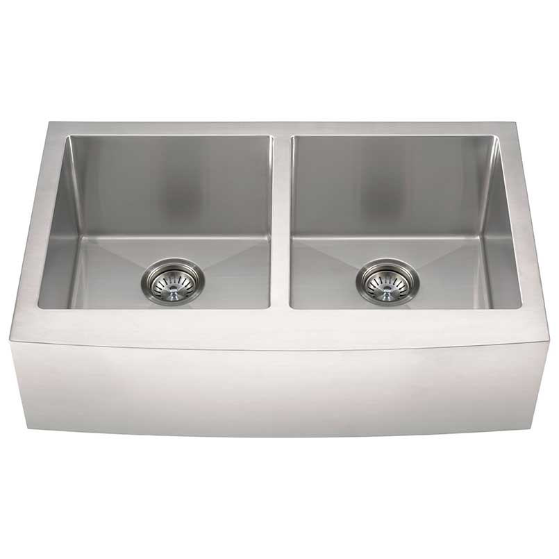 MSI doublebowl hand crafted stainless steel farmhouse sink SIN 16 DBWL WEL 5050 3321FSAF front view