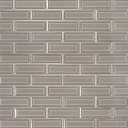 MSI Dove Grey Beveled Polished Ceramic Mosaic Wall Tile 2"x6"