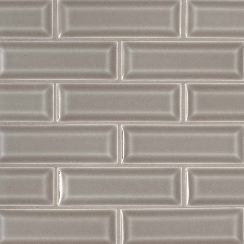 MSI Dove Grey Beveled Polished Ceramic Mosaic Wall Tile 2"x6"