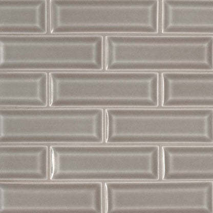 MSI Dove Grey Beveled Polished Ceramic Mosaic Wall Tile 2"x6"