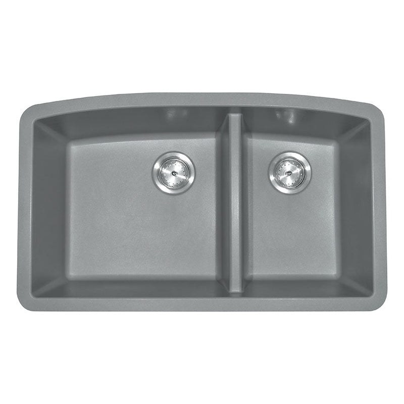 MSI grey quartz asymetric doublebowl sink SIN QTZ DBLBWL 6040 3219 GRY top view