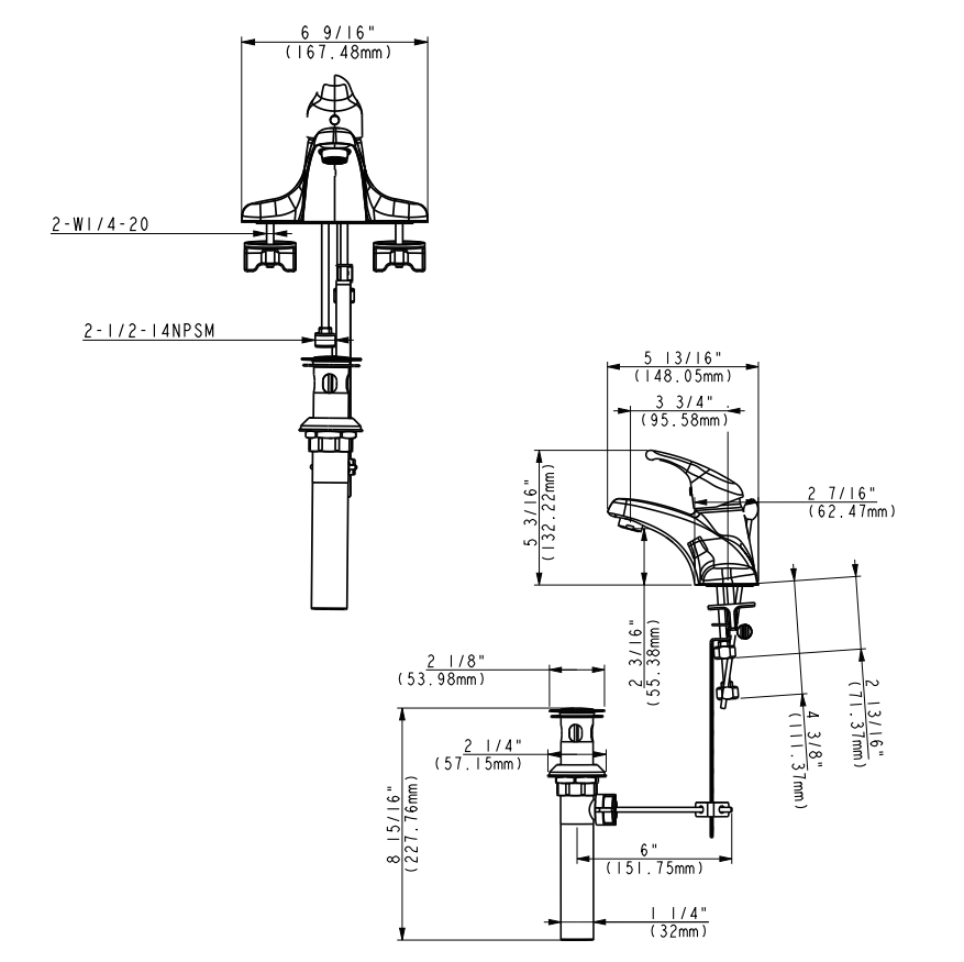 MSI 1Handle Bathroom Faucet - 406 Chrome