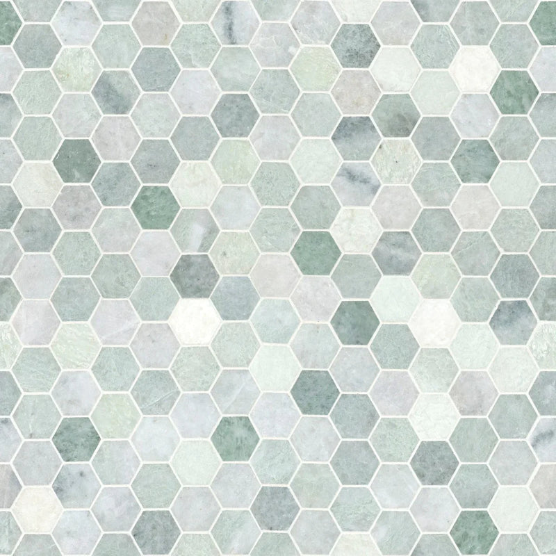 MSI Icelandic Green 2" Hexagon Marble Mosaic Wall and Floor Tile 11.81"x12"