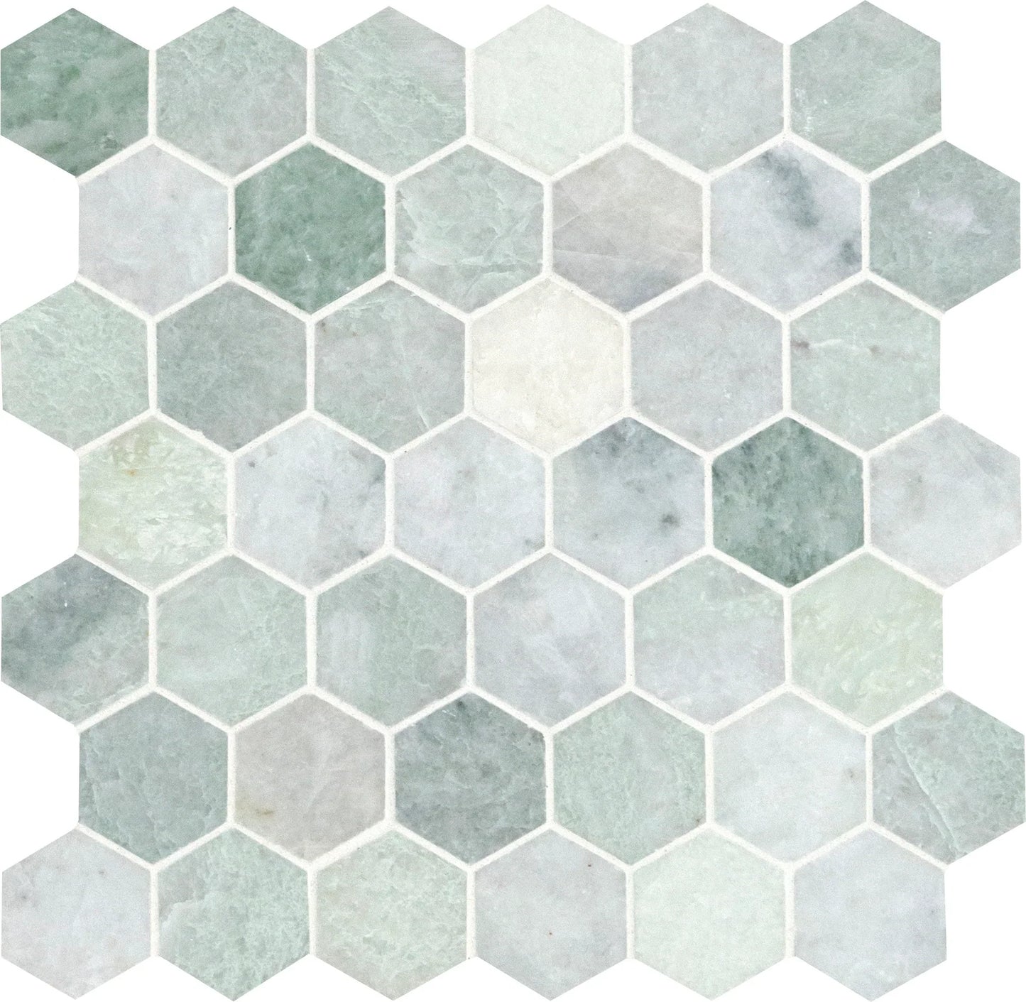 MSI Icelandic Green 2" Hexagon Marble Mosaic Wall and Floor Tile 11.81"x12"