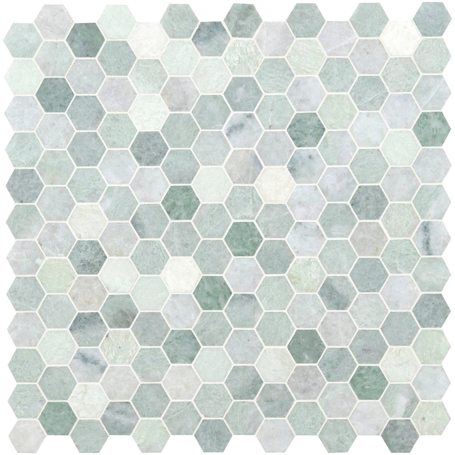 MSI Icelandic Green 2" Hexagon Marble Mosaic Wall and Floor Tile 11.81"x12"