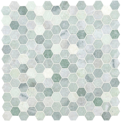 MSI Icelandic Green 2" Hexagon Marble Mosaic Wall and Floor Tile 11.81"x12"