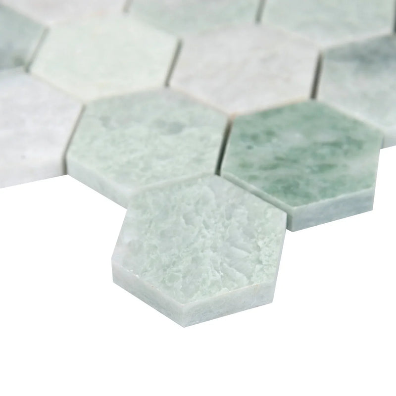MSI Icelandic Green 2" Hexagon Marble Mosaic Wall and Floor Tile 11.81"x12"