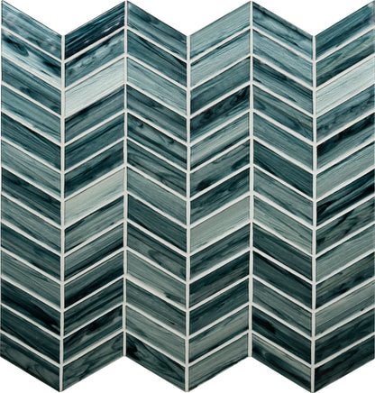 MSI Midnight Blue Ombre Chevron Glass Mosaic Tile 10.24"x11.34"