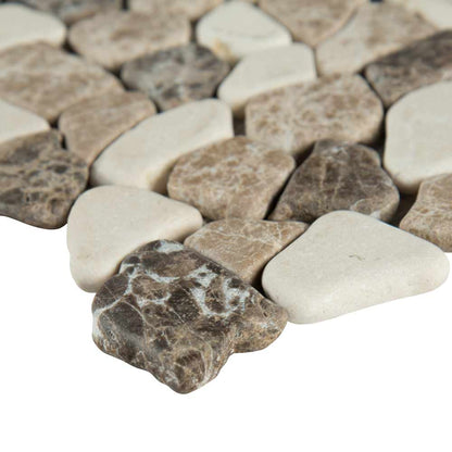 MSI Mix Marble Pebbles Tumbled Marble Backsplash Mosaic Tile 11.42"x11.42" - Rio Lago Collection