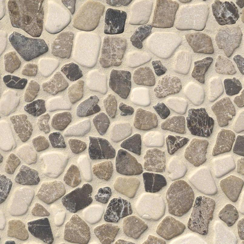 MSI Mix Marble Pebbles Tumbled Marble Backsplash Mosaic Tile 11.42"x11.42" - Rio Lago Collection