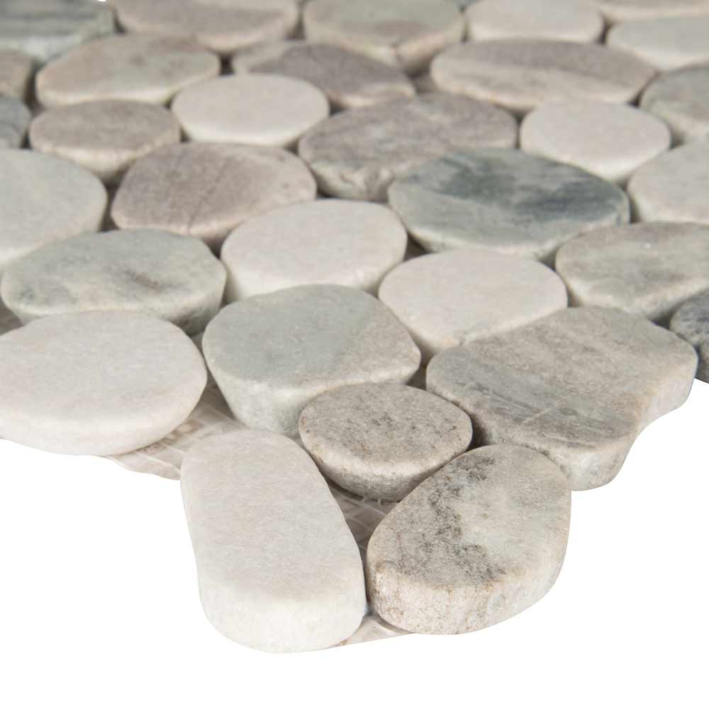 MSI Puebla Greige Pebbles Tumbled Marble Backsplash Mosaic Tile 11.42"x11.42" - Rio Lago Collection