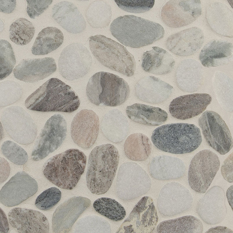 MSI Puebla Greige Pebbles Tumbled Marble Backsplash Mosaic Tile 11.42"x11.42" - Rio Lago Collection