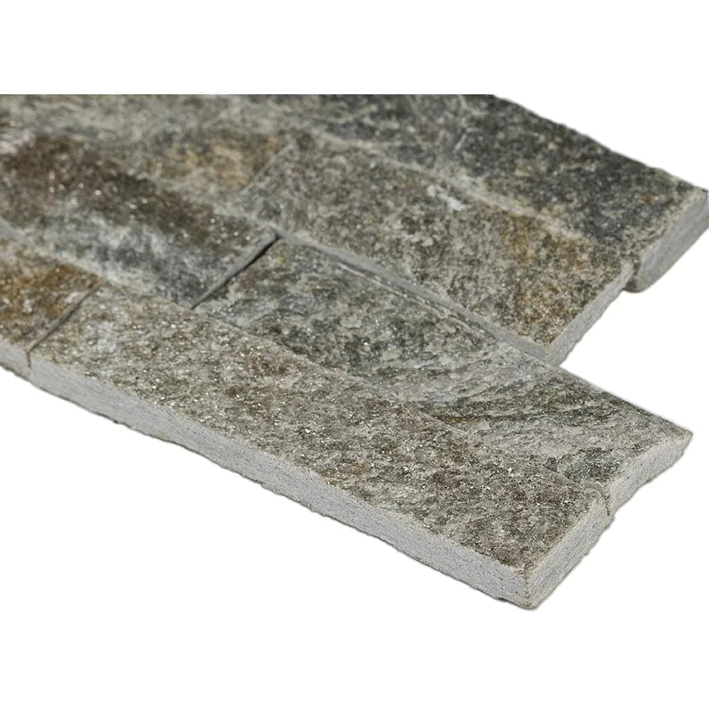 MSI rockmount Sage green quartzite splitface ledger panel 6X24 LPNLQSAGGRN624 edge view