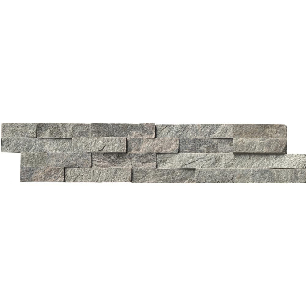 MSI rockmount Sage green quartzite splitface ledger panel 6X24 LPNLQSAGGRN624 tile top view