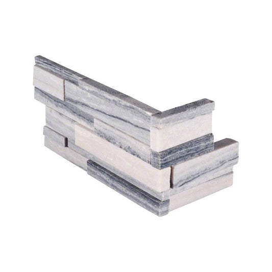 MSI Rockmount Alaska Gray 3D Honed Marble Ledger Corner 6"x18"