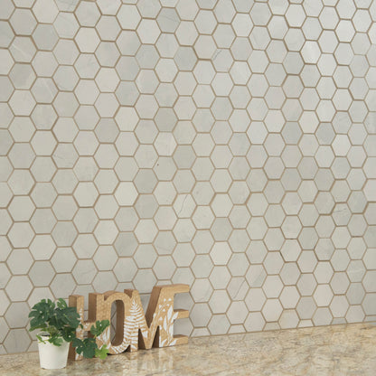 MSI Sande Ivory Hexagon Matte Mosaic Porcelain Wall and Floor Tile 2"x2"