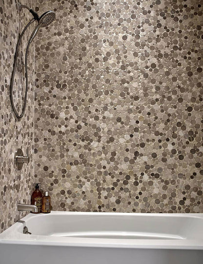 MSI Serenity Stone Pebbles Polished Marble Backsplash Mosaic Tile 12"x12" - Rio Lago Collection